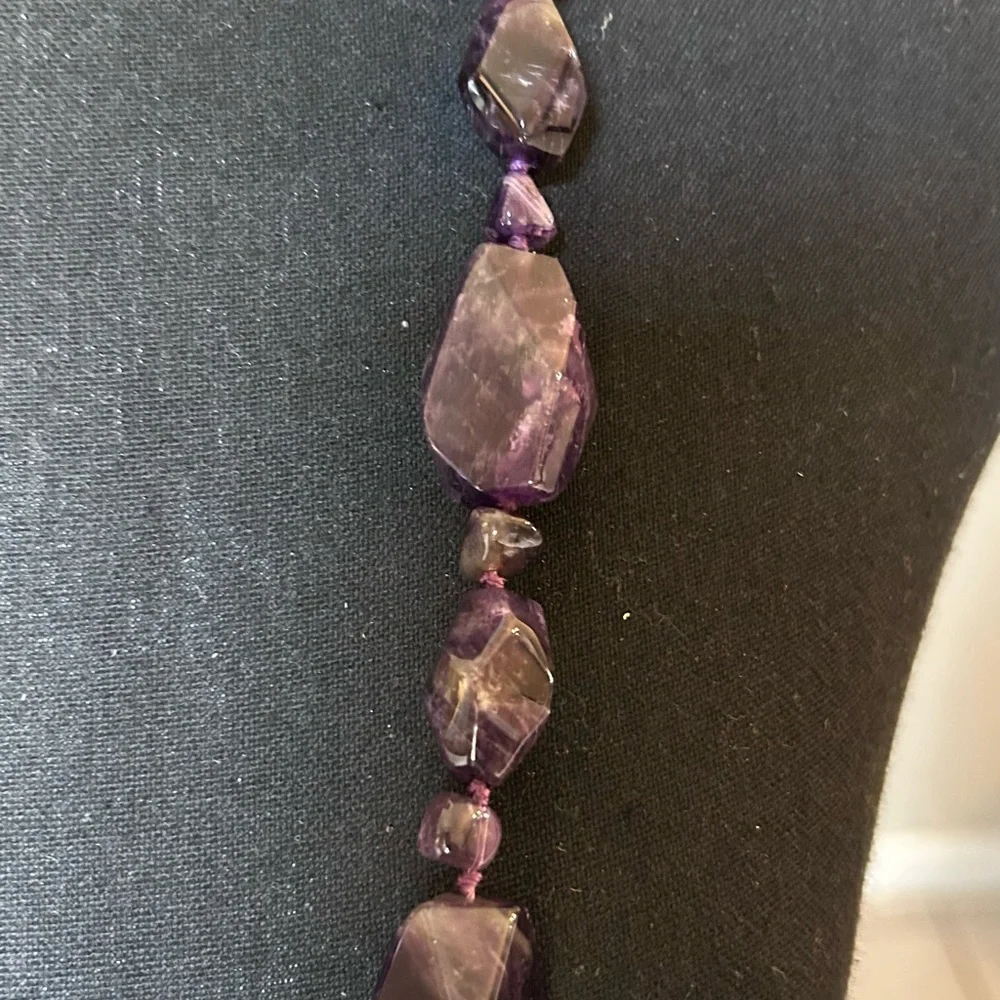 Chunky Amethyst Beaded Necklace - Picture 3 of 4
